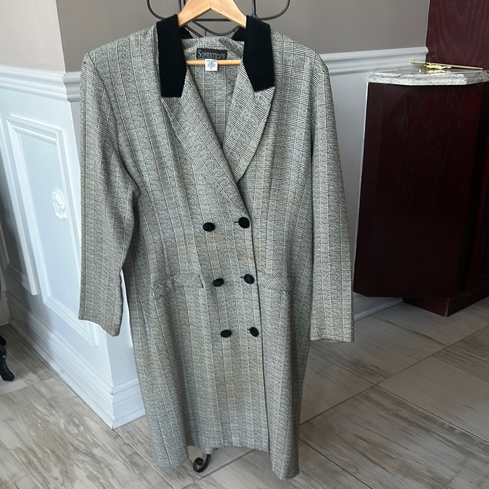Gray and Black Midi Dress with Classic Tailoring